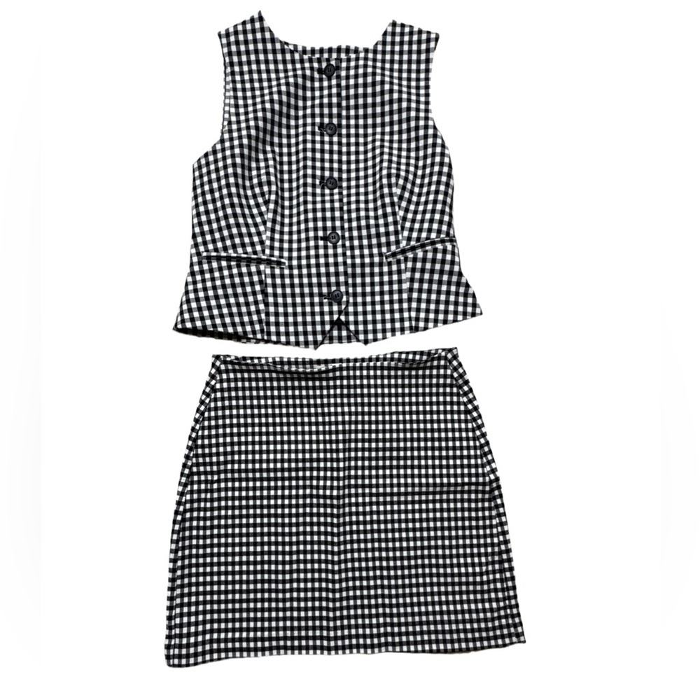 Gingham Vest and Skirt Set